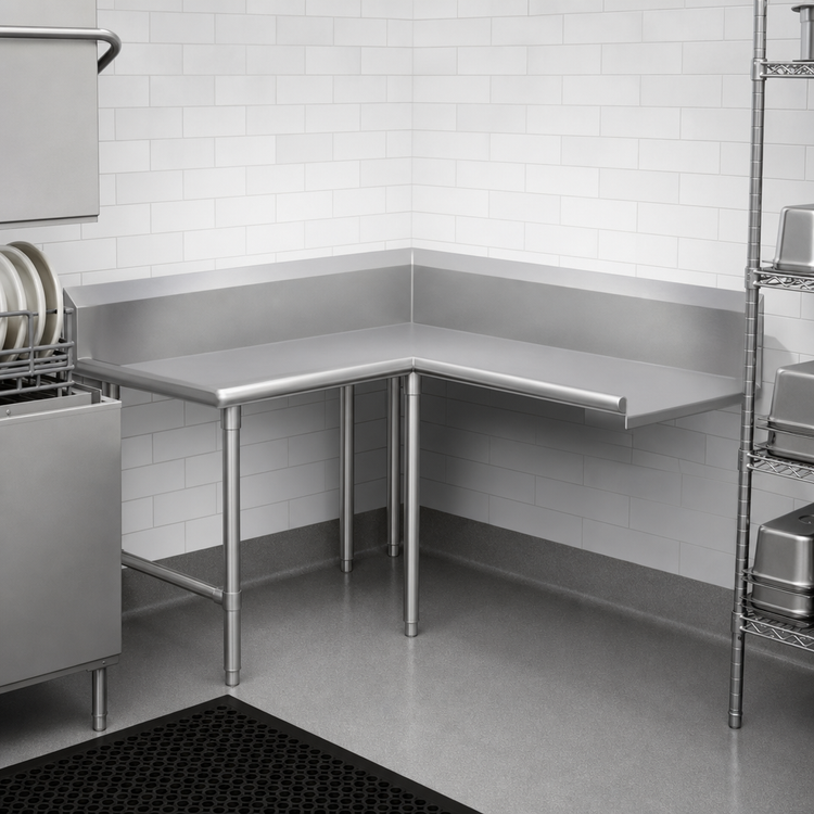 Product image #3 for John Boos Pro-Bowl L-Shaped Corner Clean Dishtable, 60" Machine-to-Corner x 48" Corner-to-End, Right-to-Left Operation