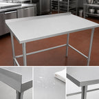 Thumbnail image #3 for John Boos Stallion ST4R1.5-36120GBK 120" x 36" Stainless Steel Work Table, 14-Gauge 300 Series Top, 1-1/2" Rear Up-Turn, Galvanized Open Base