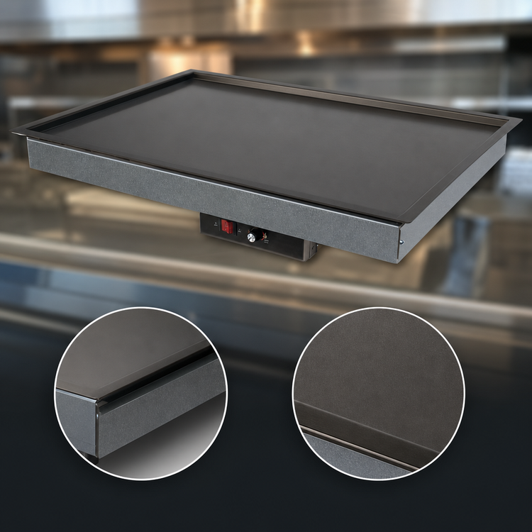Product image #3 for Hatco Glo-Ray Built-In Rectangular Heated Shelf with Recessed Top, 49.5" x 21", Hardcoat Aluminum Top