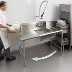 Thumbnail image #3 for BK Resources BKSDT-26-R-P-G 26-Inch Straight Soiled Dish Table, Right-to-Left, 18/304 Stainless Steel, Pre-Rinse Faucet, 10-Inch Backsplash