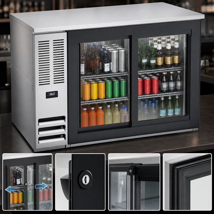 Product image #3 for Beverage-Air BB48HC-GS-S Two-Section 48 Inch Back Bar Refrigerator with Sliding Glass Doors