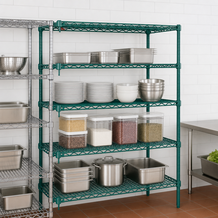 Product image #4 for Metro Super Erecta Super Adjustable Add-On Wire Shelving Unit, 30"W x 21"D x 63"H, 4 Shelves, Green Epoxy Finish