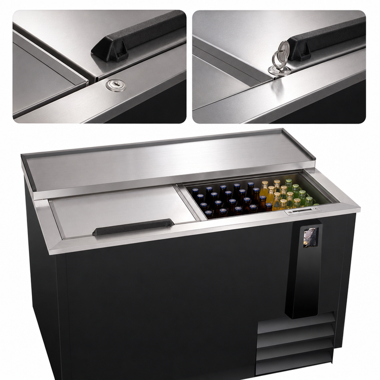 Product image #3 for Migali Competitor Series 50-Inch Bottle Cooler with Sliding Lids, 13 Cu. Ft., Side-Mount Refrigeration