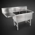 Thumbnail image #3 for John Boos B Series 2-Compartment Sink with Left Drainboard, 58-3/16 in. x 29-1/2 in., 16 Gauge Stainless Steel