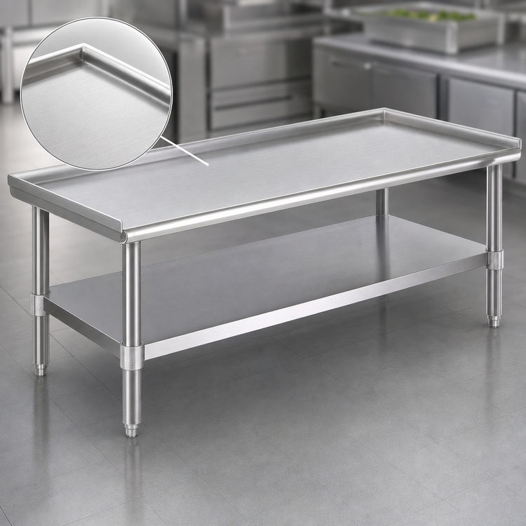 Product image #3 for Eagle Group 72-3/8 Inch Wide Stainless Steel Griddle/Equipment Stand with Open Base and Adjustable Undershelf
