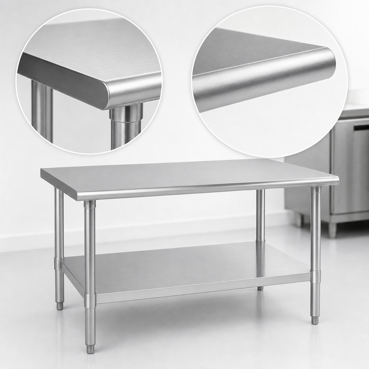 Product image #3 for Eagle Group Deluxe Series 30 Inch x 30 Inch Stainless Steel Corner Work Table with Adjustable Undershelf