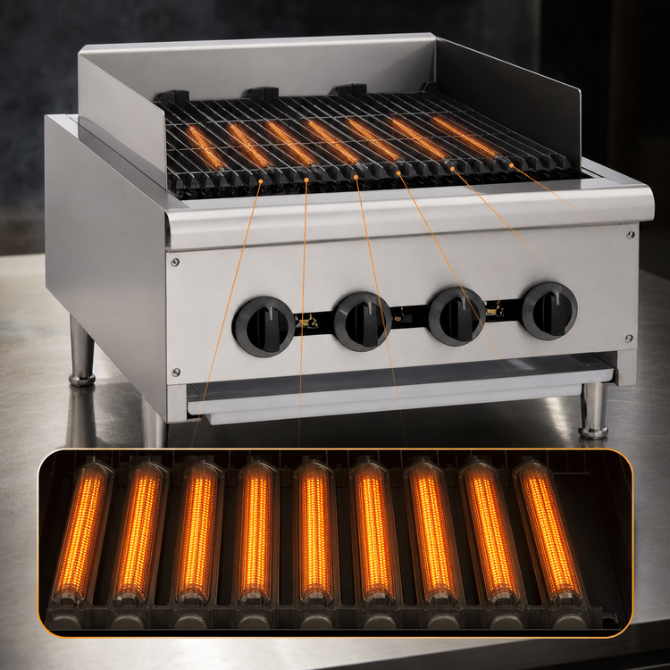 Product image #3 for Wells HDCB-4830G 48-Inch Natural Gas Countertop Charbroiler with 8 Radiant Burners