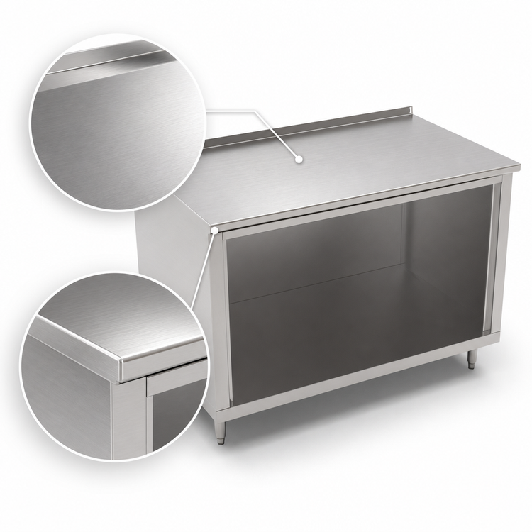 Product image #3 for John Boos Open Front Cabinet Base Work Table, 48"W x 30"D, 14-Gauge 300-Series Stainless Steel Top, 1-1/2" Rear Riser