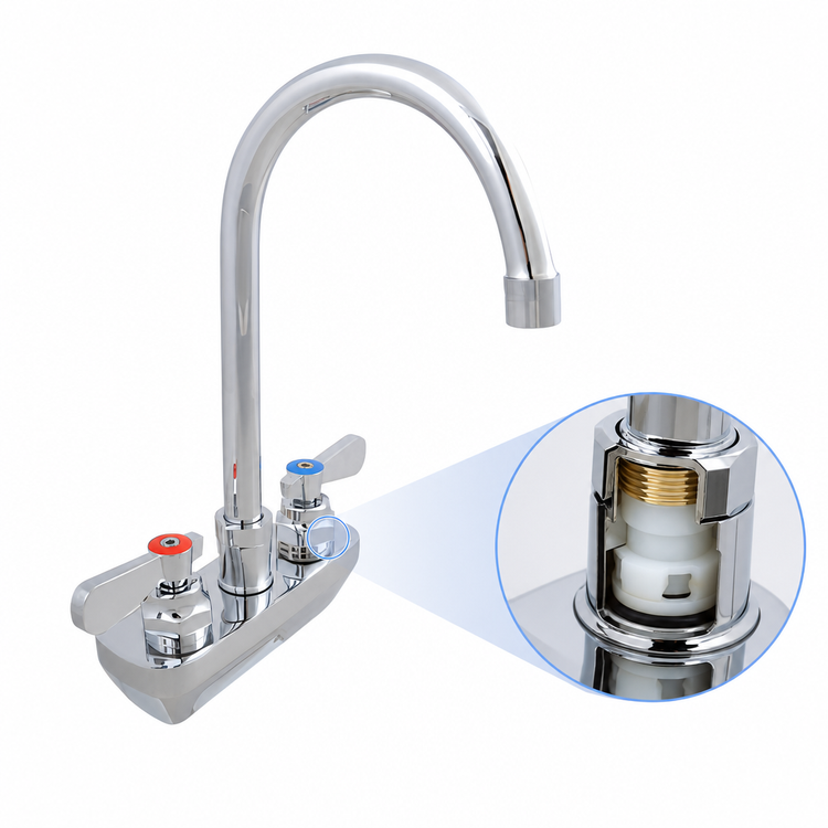 Product image #3 for John Boos Heavy Duty Low-Lead Splash Mount Faucet with 5-Inch Gooseneck Spout, 4-Inch Centers