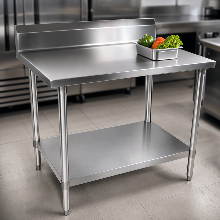 Product image #3 for BK Resources 60" x 24" Stainless Steel Work Table with 5" Backsplash and Adjustable Undershelf