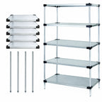 Thumbnail image #3 for Quantum WR63-1442SG-5 Stationary Solid Shelving Starter Unit, 42W x 14D x 63H, 5 Shelves, Galvanized Steel, Chrome Posts