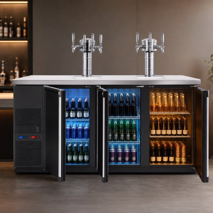 Product image #3 for 80-Inch Dual-Temperature Three-Section Commercial Beverage Station Beer Dispenser with 8 Faucets