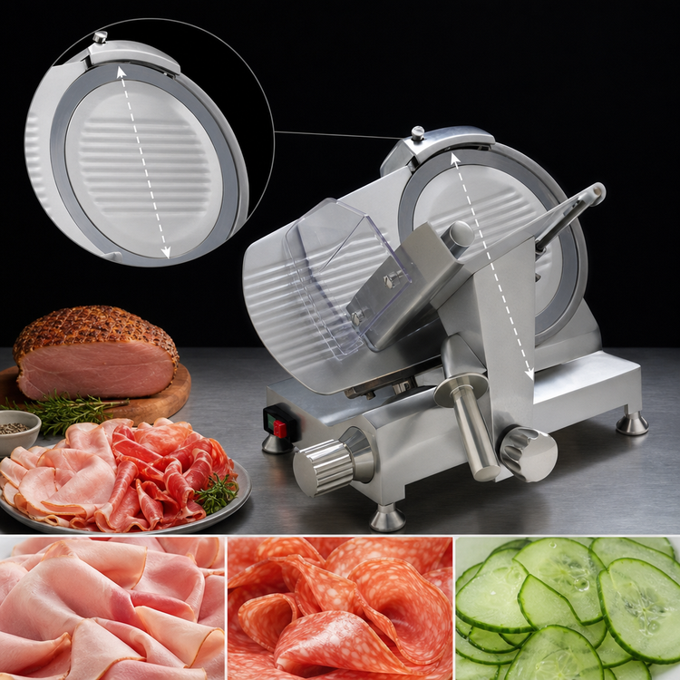Product image #3 for Eurodib HBS250L 10-Inch Gravity Feed Belt-Drive Manual Meat Slicer with Blade Sharpener