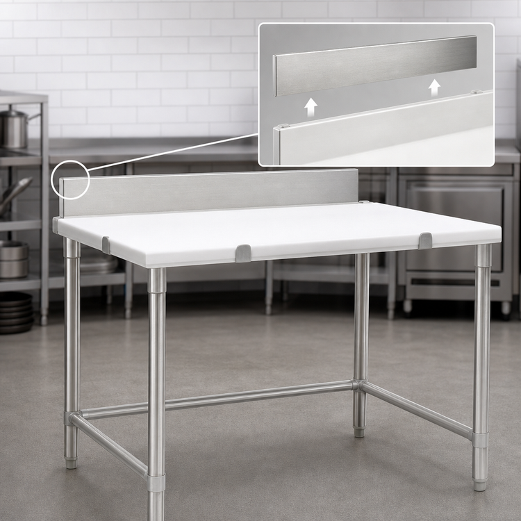 Product image #4 for Eagle Group 48 Inch x 30 Inch Poly Top Cutting Table with 4-1/2 Inch Removable Stainless Backsplash