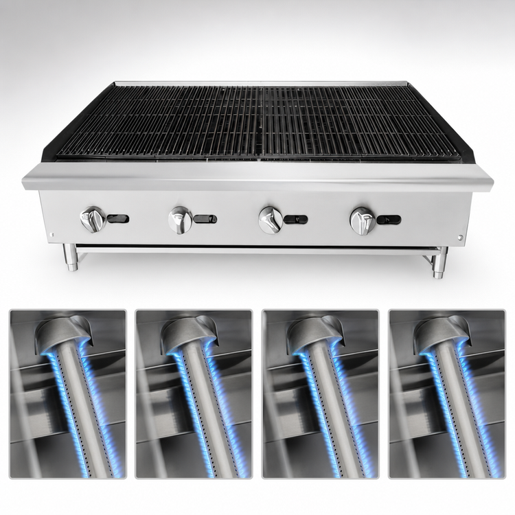 Product image #4 for CookRite 48-Inch Countertop Natural Gas Charbroiler with 4 Burners