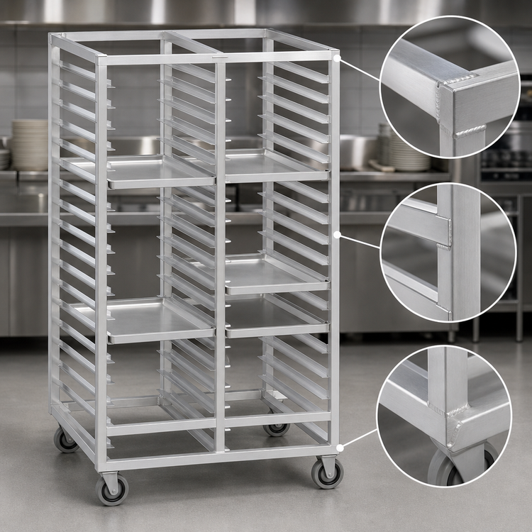 Product image #3 for Channel Manufacturing Double Section Aluminum Cafeteria Tray Rack, 64-Inch High, Side-Load, 72-Tray Capacity