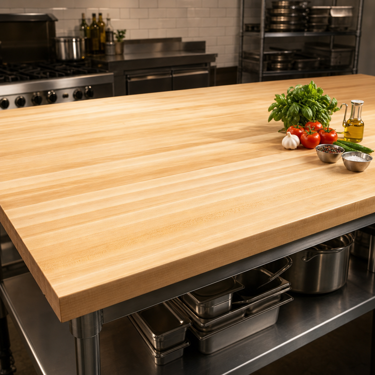 Product image #3 for John Boos Boos Block 72-Inch x 27-Inch Edge Grain Maple Kitchen Countertop, 1-1/2-Inch Thick, Varnique Finish