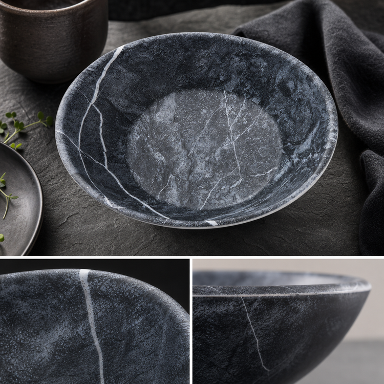 Product image #4 for Ridge 52 oz. Soapstone Freeform Melamine Bowl, 9 In.