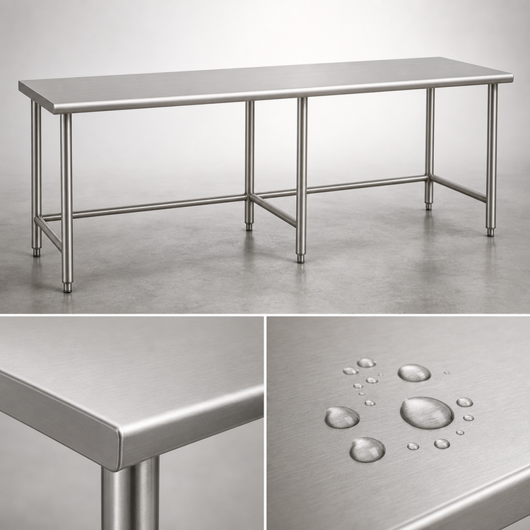 Product image #3 for Eagle Budget Series 144"W x 24"D 430 Stainless Steel Flat Top Work Table with Tubular Base