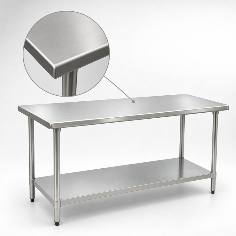 Product image #3 for BlendPort Budget Series 60" x 30" 430 Stainless Steel Work Table with Adjustable Undershelf