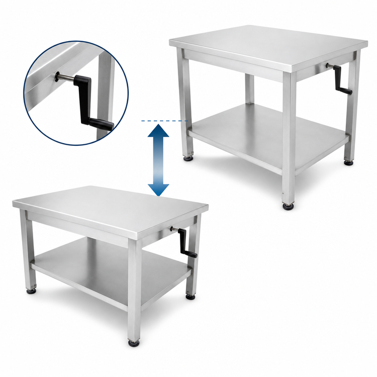 Product image #3 for John Boos LT6-3048SSW-X ADA Adjustable-Height Hydraulic Lift Stainless Steel Work Table with Fixed Undershelf, 48 x 30 Inches