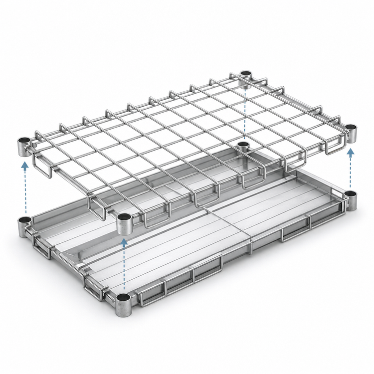 Product image #3 for Eagle Group 30" x 18" Chrome Dunnage Shelf with Removable Wire Mat