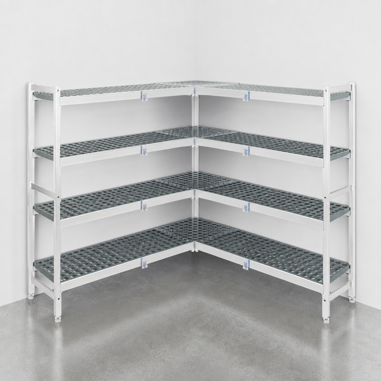 Product image #3 for Fermostock 4-Tier Corner Expansion Polymer Shelving Unit, 68"W x 18"D x 71"H