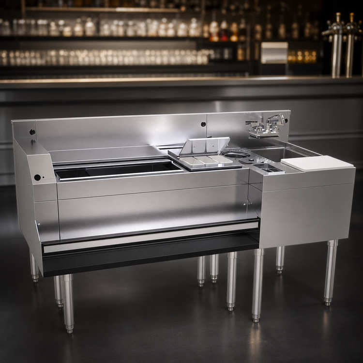Product image #3 for Glastender MXS60-CP10 60-Inch Stainless Steel Underbar Mixology Cocktail Station with 10-Circuit Cold Plate