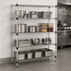 Thumbnail image #3 for Eagle Group EagleGard F2QA2-74-1860E 4-Tier Quad-Adjust Wire Shelving Starter Unit, 60"W x 18"D x 74"H, Blue-Green Epoxy