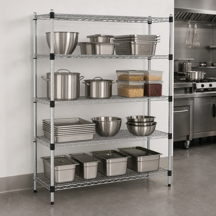 Product image #3 for EagleGard Quad-Adjust 4-Tier Wire Shelving Starter Unit, 60"W x 18"D x 74"H