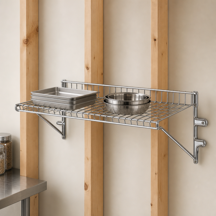 Product image #3 for Eagle Group Snap-n-Slide Wall-Mounted Wire Shelf, 60W x 12D, Chrome Finish, 175 lb. Capacity
