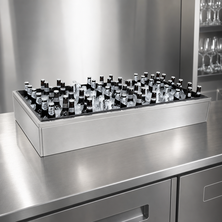 Product image #3 for Glastender Back Bar Ice Display Unit for Bottled Beverages, 42 Inch x 12 Inch, Stainless Steel