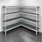 Thumbnail image #3 for Fermod Fermostock 4R64A83-CE 4-Tier Corner Expansion Polymer Shelving Kit, 64" W x 14" D x 83" H, Aluminum Upright