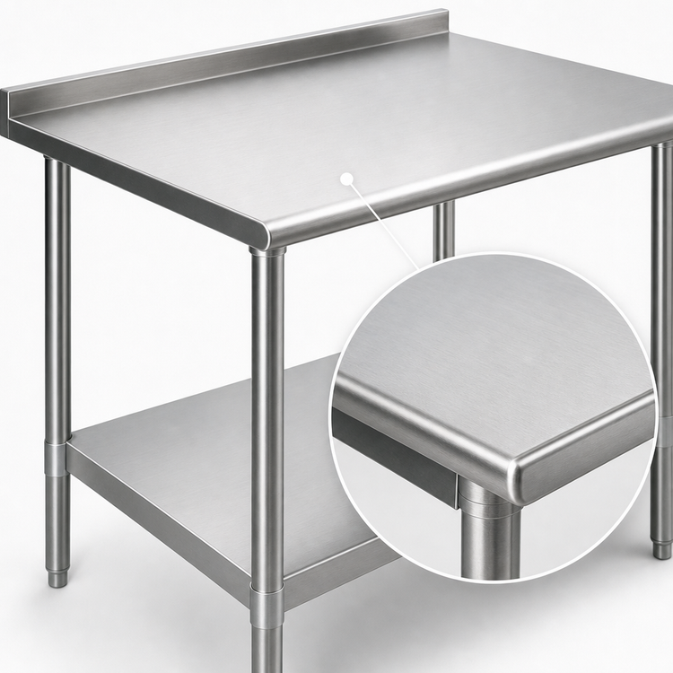 Product image #3 for Serv-Ware Standard Series 30 x 30-Inch Stainless Steel Work Table with 2-Inch Turnup