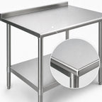 Thumbnail image #3 for Serv-Ware T3030CWP-3-T 30 x 30-Inch Stainless Steel Work Table, 18-Gauge 304 Top, Galvanized Open Base With Undershelf