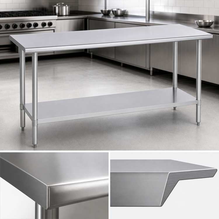 Product image #3 for Duke 84-Inch Stainless Steel Work Table with Undershelf, 16-Gauge Top, 36-Inch High
