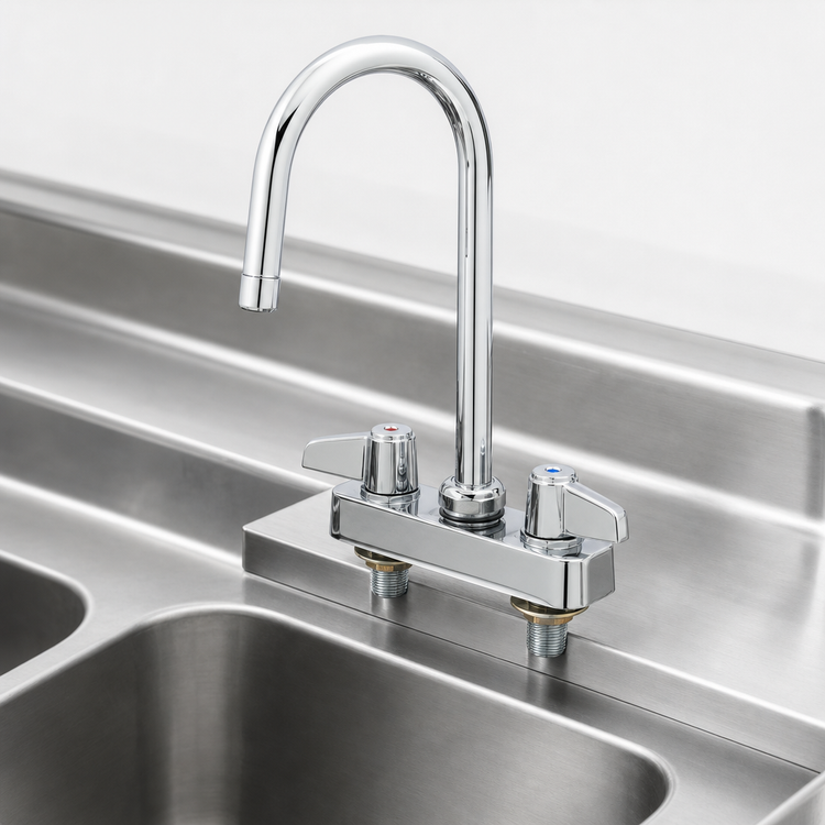 Product image #3 for Equip 4-Inch Centers Deck Mount Workboard Mixing Faucet with 3-Inch Swivel Gooseneck Spout