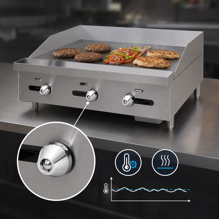 Product image #3 for Comstock-Castle FHP18-18T Countertop Gas Griddle with Thermostatic Control, 18-Inch x 21-Inch Cooking Surface