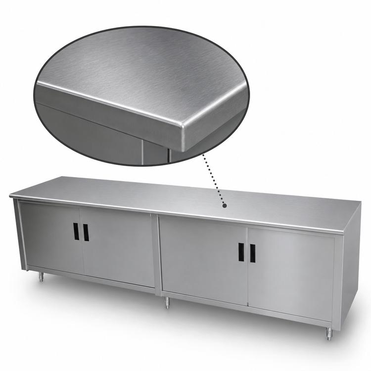 Product image #3 for Advance Tabco 120" x 36" Enclosed Stainless Steel Work Table with Cabinet Base and Hinged Doors