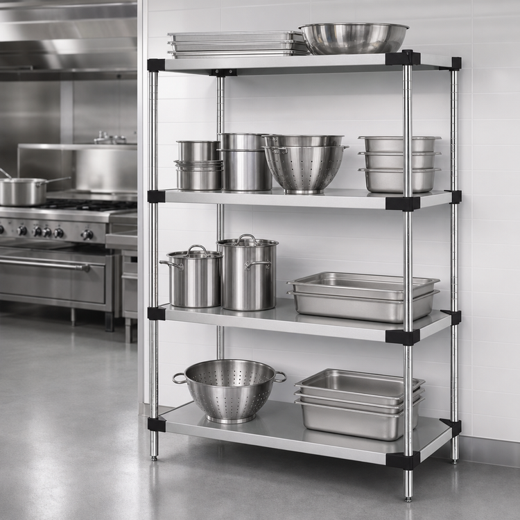 Product image #3 for Quantum 30 x 24 x 74 Inch 304 Stainless Steel Solid Shelving Starter Kit