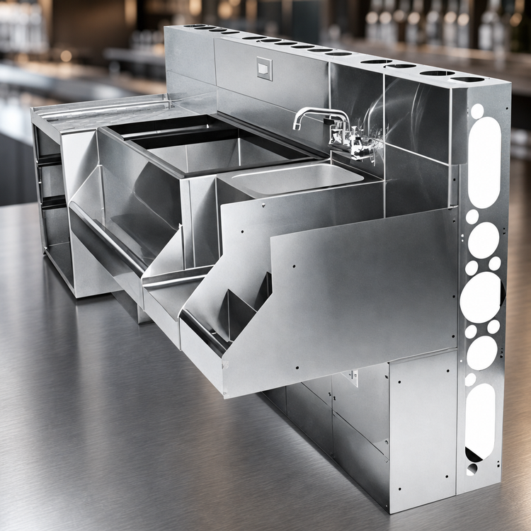 Product image #3 for CHOICE 38-Inch Modular Bar Die, Galvanized Steel Structure with Stainless Steel Bartender Side Finish