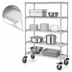 Thumbnail image #3 for Quantum 48-Inch x 18-Inch x 69-Inch Mobile Wire Shelving Cart with 4 Shelves, Chrome Plated Finish