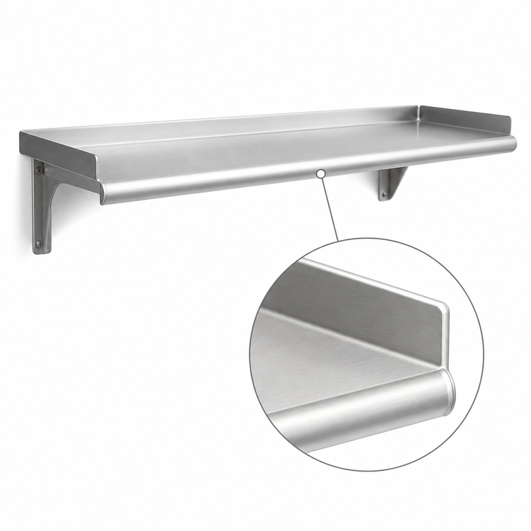 Product image #3 for Eagle Group Snap-n-Slide 48-Inch x 12-Inch Wall-Mounted Shelf, Rolled Front Edge, 304 Stainless Steel