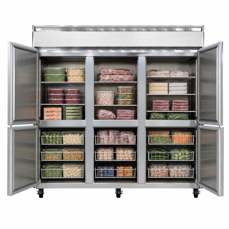 Product image #3 for Continental Refrigerator 3FNSSHD Three-Section Standard Depth Reach-In Freezer with Half-Height Solid Doors