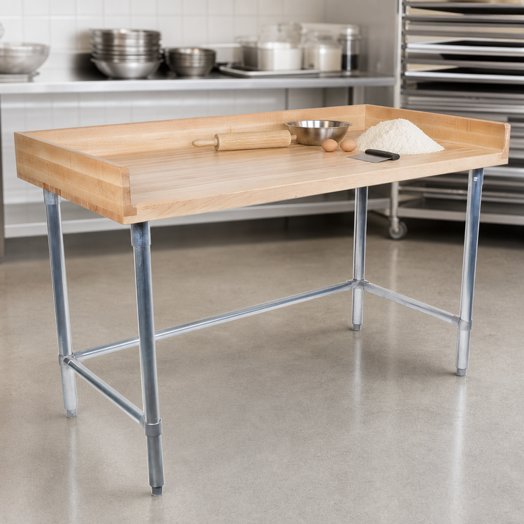 Product image #3 for John Boos DSB15 Baker's Top Wood Work Table with Stainless Steel Base, 120 x 36 x 39-1/4 Inches