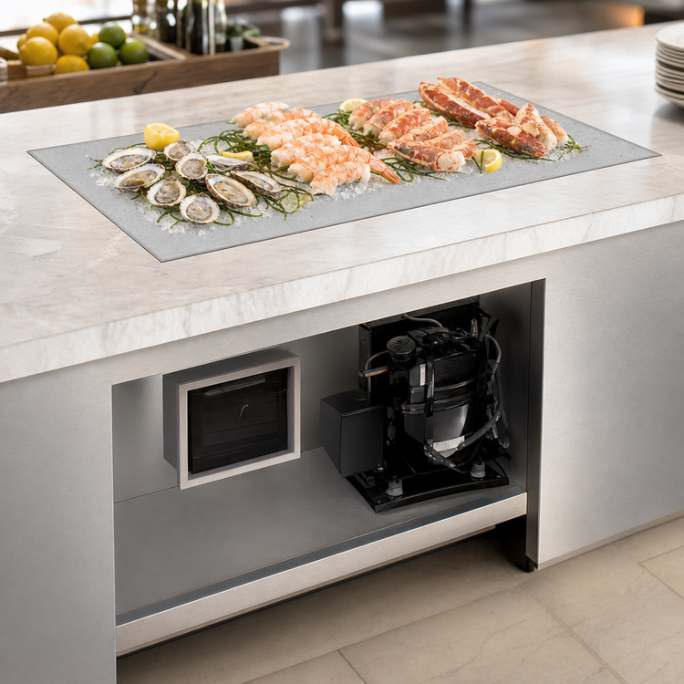 Product image #3 for Hatco Built-In Flush Top Simulated Stone Cold Shelf with Remote Refrigeration, 36 x 19.5 Inches