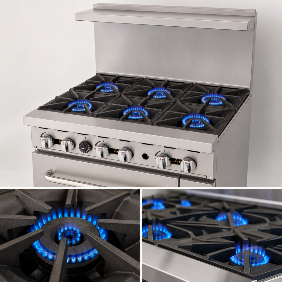 Six High-Output Open Burners
