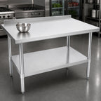 Thumbnail image #3 for John Boos Stallion UFBLG7230 72 x 30 in. Stainless Steel Work Table with 18-Gauge Top, 1-1/2 in. Rear Riser and Galvanized Open Base