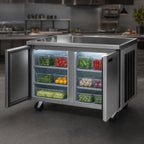 Thumbnail image #3 for Delfield 18660BUCMP 60-Inch Two-Section Refrigerated Work Table, 2 Doors, Stainless Steel, Side-Mounted Self-Contained Refrigeration