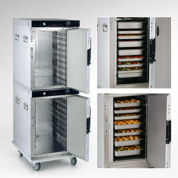 Product image #3 for Cres Cor Insulated Mobile Heated Holding Cabinet, 2-Compartment, Solid Split Dutch Doors, 16-Pan Capacity